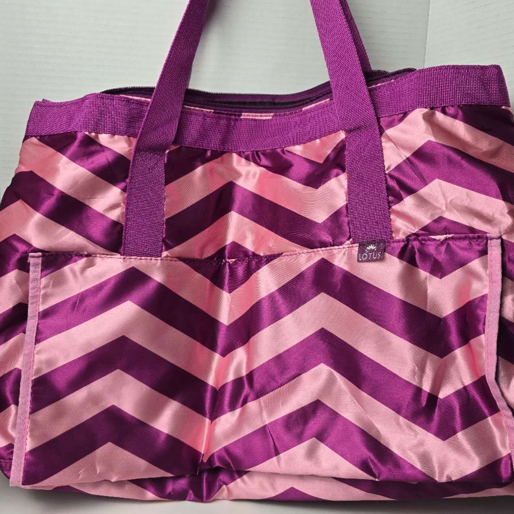 Pink Lotus Chevron Tote Bag in Pink and Purple